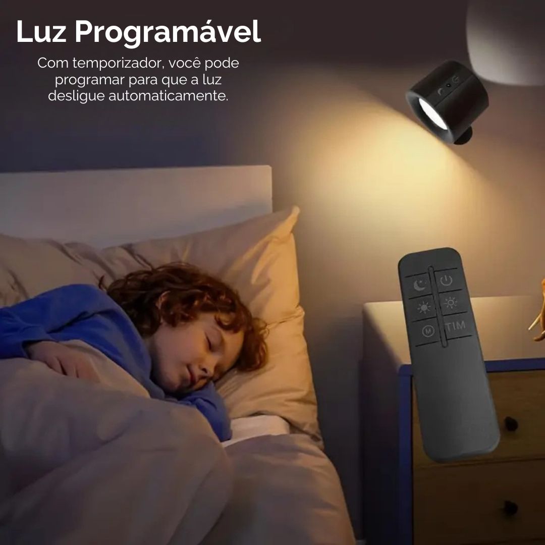 Arandela de Parede Cabeça Dupla com Controle Remoto Clarear Decor