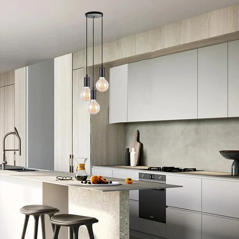 Lampada a Sospensione da Interno con 3 Faretti Stile Vintage.