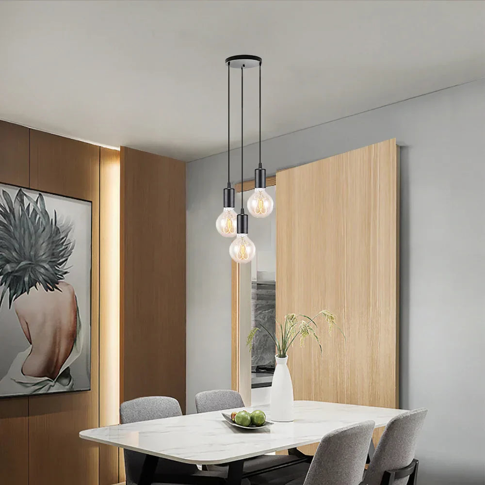 Lampada a Sospensione da Interno con 3 Faretti Stile Vintage.